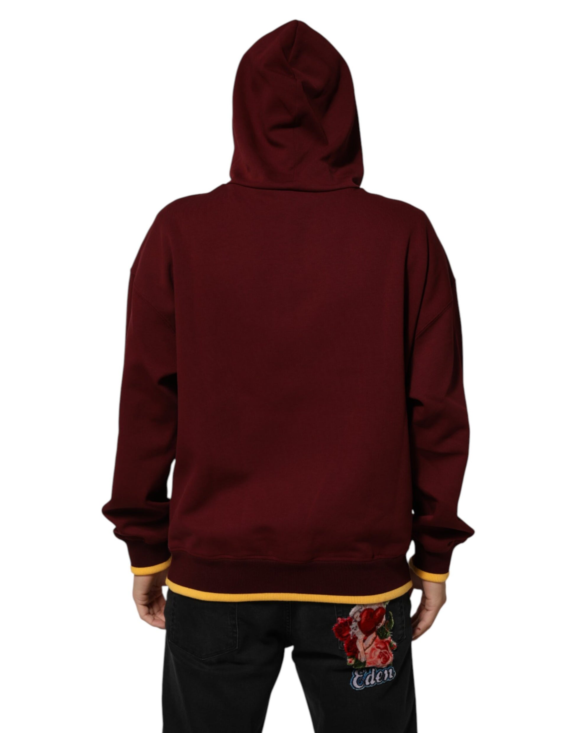 Dolce & Gabbana Maroon Embossed Logo Hooded Sweatshirt