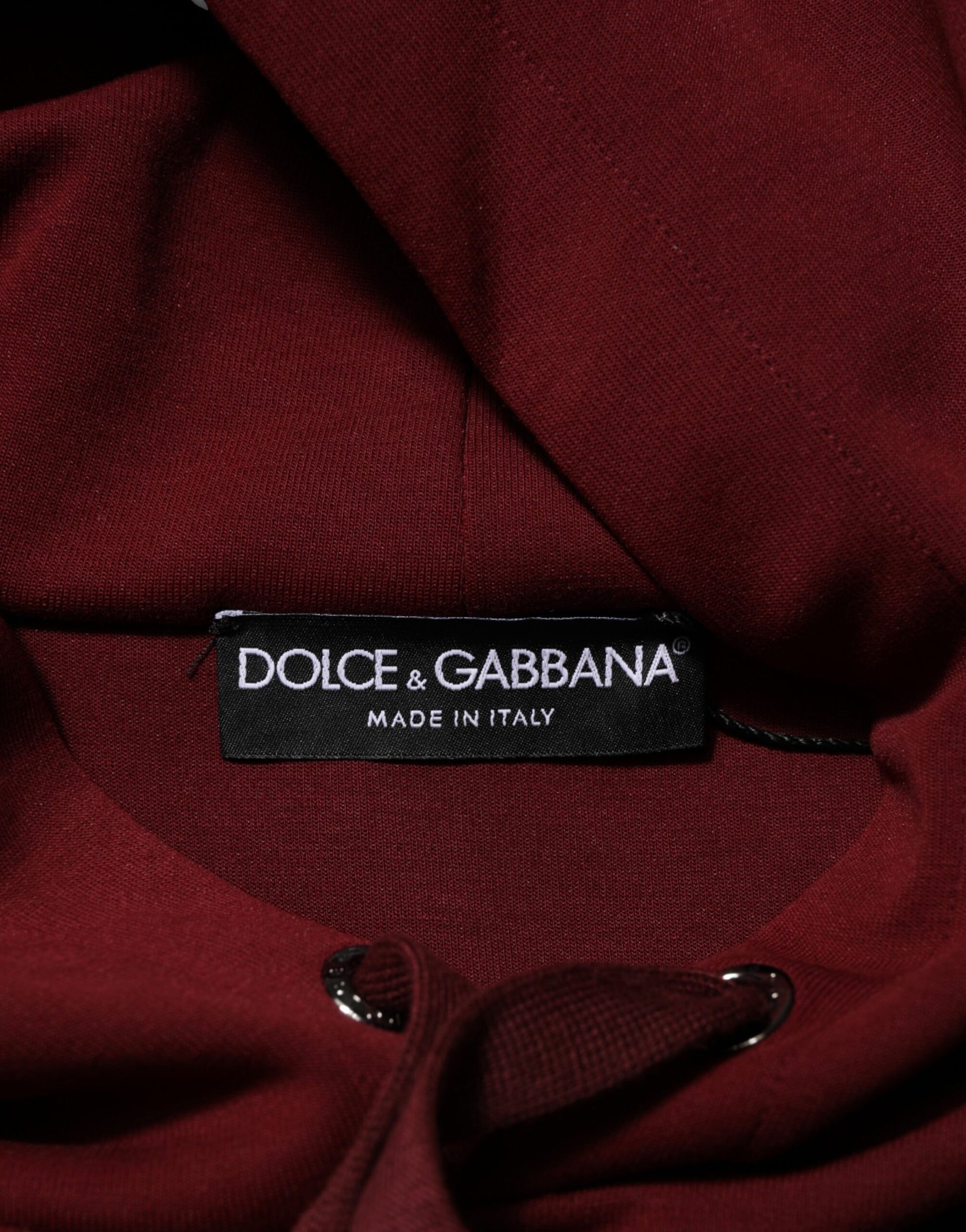 Dolce & Gabbana Maroon Embossed Logo Hooded Sweatshirt