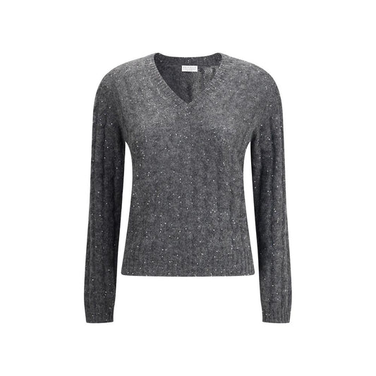 Brunello Cucinelli Dazzling Cable Sweater in Mohair, Cotton and Wool