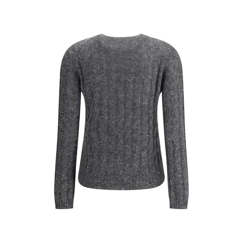 Brunello Cucinelli Dazzling Cable Sweater in Mohair, Cotton and Wool