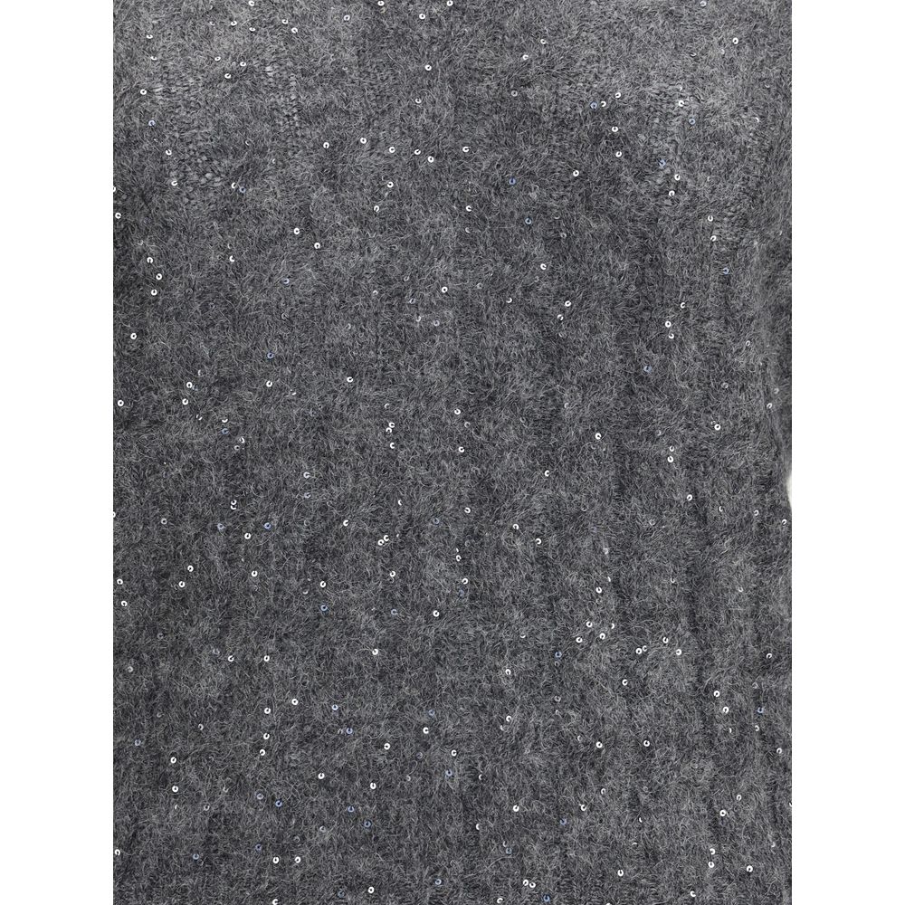 Brunello Cucinelli Dazzling Cable Sweater in Mohair, Cotton and Wool