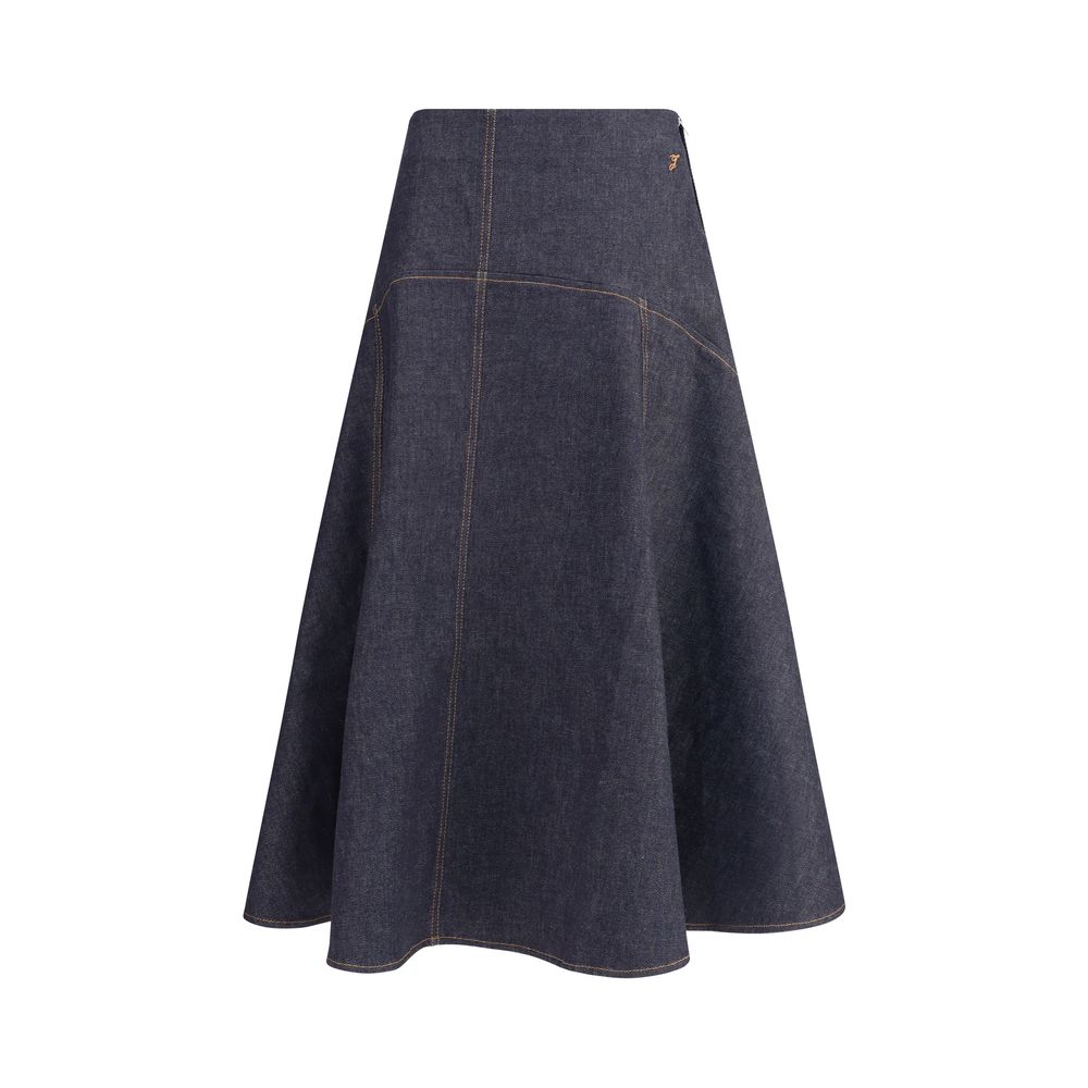 Jacquemus Flared Denim Midi Skirt