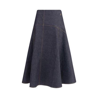 Jacquemus Flared Denim Midi Skirt
