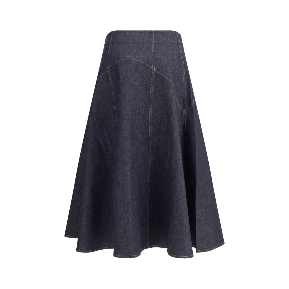 Jacquemus Flared Denim Midi Skirt