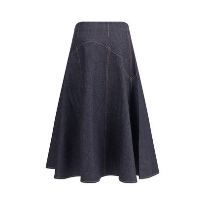 Jacquemus Flared Denim Midi Skirt