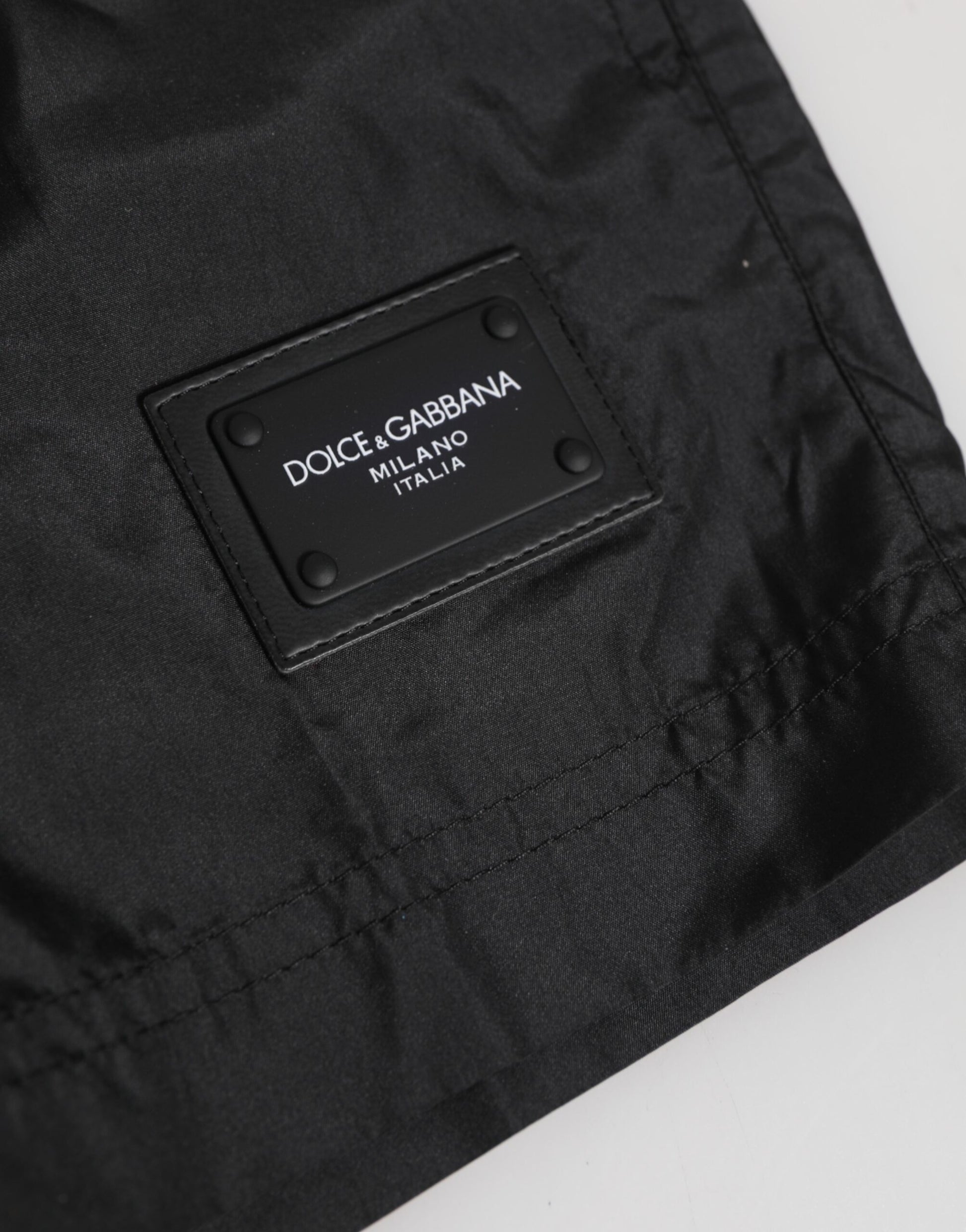 Dolce & Gabbana Black Logo Polyester Beachwear Shorts
