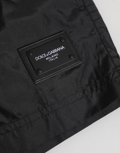 Dolce & Gabbana Black Logo Polyester Beachwear Shorts