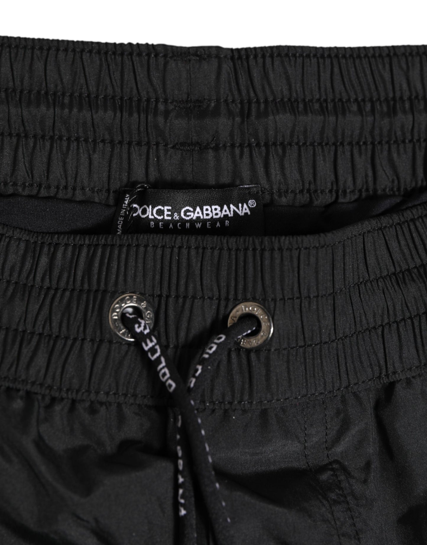 Dolce & Gabbana Black Logo Polyester Beachwear Shorts
