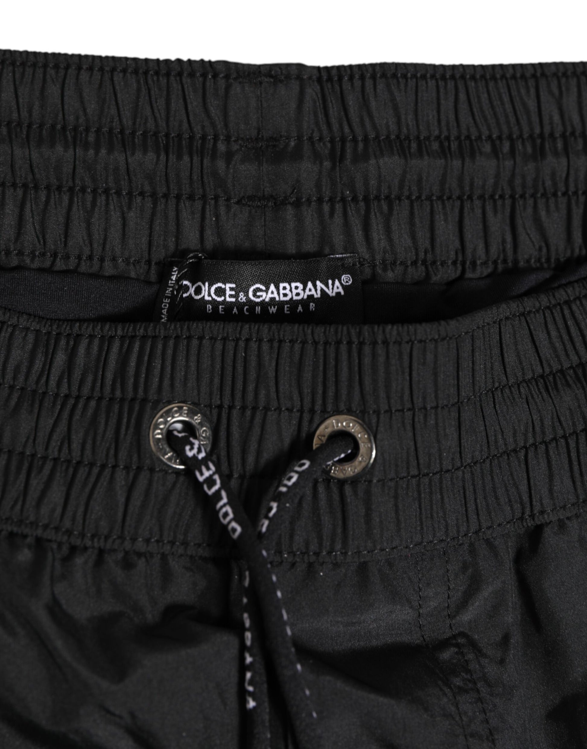 Dolce & Gabbana Black Logo Polyester Beachwear Shorts