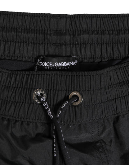 Dolce & Gabbana Black Logo Polyester Beachwear Shorts