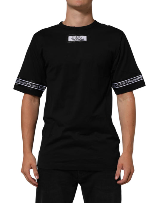 Dolce & Gabbana Black DGRoyals Cotton Men Crew Neck T-shirt
