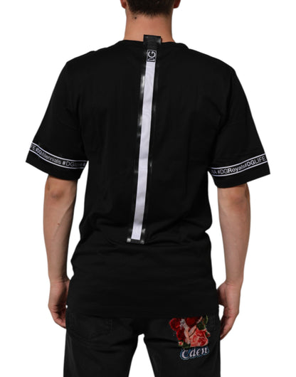 Dolce & Gabbana Black DGRoyals Cotton Men Crew Neck T-shirt