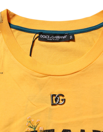 Dolce & Gabbana Yellow Secret Garden Floral Cotton Crew Neck T-shirt