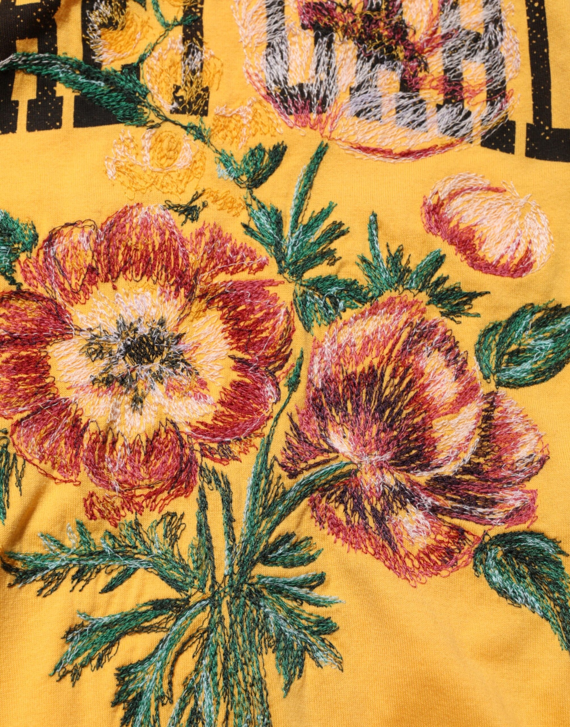 Dolce & Gabbana Yellow Secret Garden Floral Cotton Crew Neck T-shirt