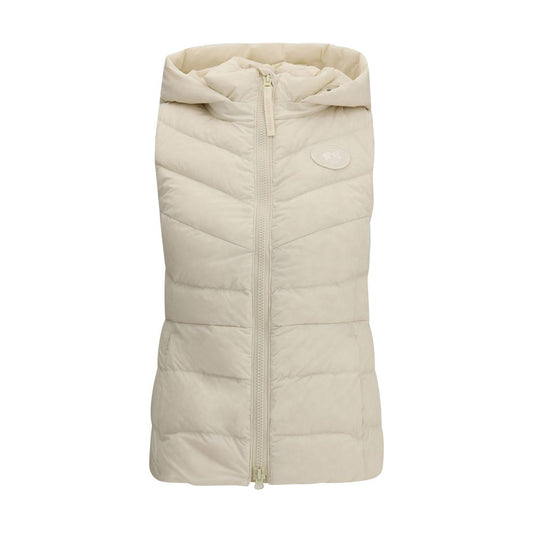 Canada Goose White Hooded Zip-Up Clair Gilet Vest for Women