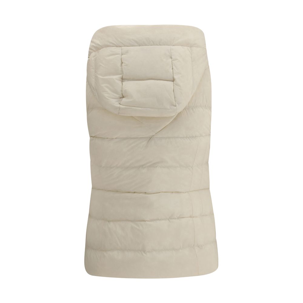 Canada Goose White Hooded Zip-Up Clair Gilet Vest for Women