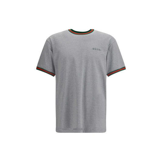 Gucci Cotton T-shirt with Embroidered Logo in Light Grey