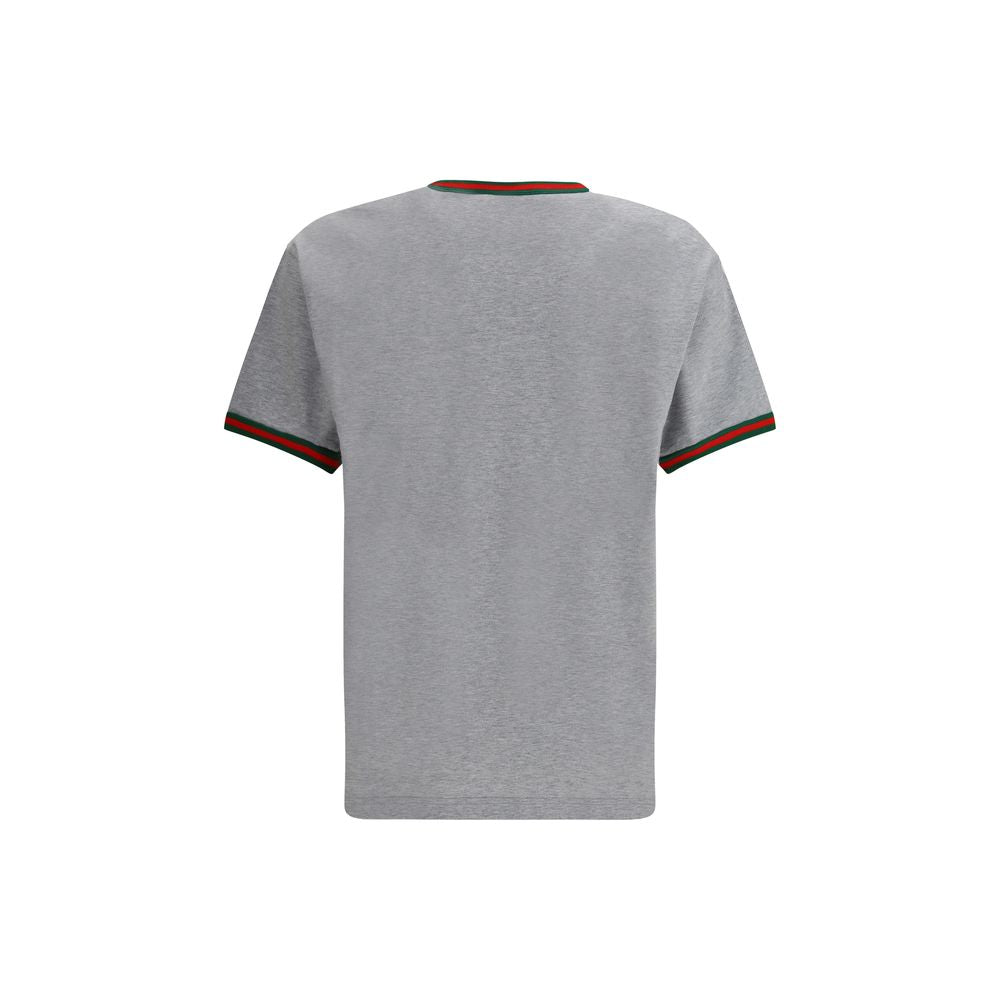 Gucci Cotton T-shirt with Embroidered Logo in Light Grey