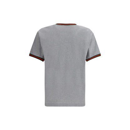 Gucci Cotton T-shirt with Embroidered Logo in Light Grey