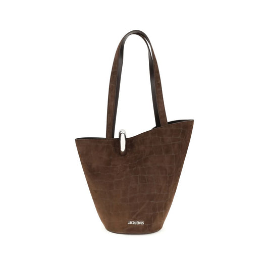 Jacquemus Brown Suede Asymmetric The Bambola Bucket Bag