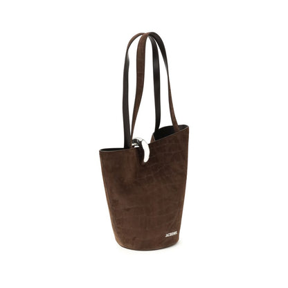 Jacquemus Brown Suede Asymmetric The Bambola Bucket Bag