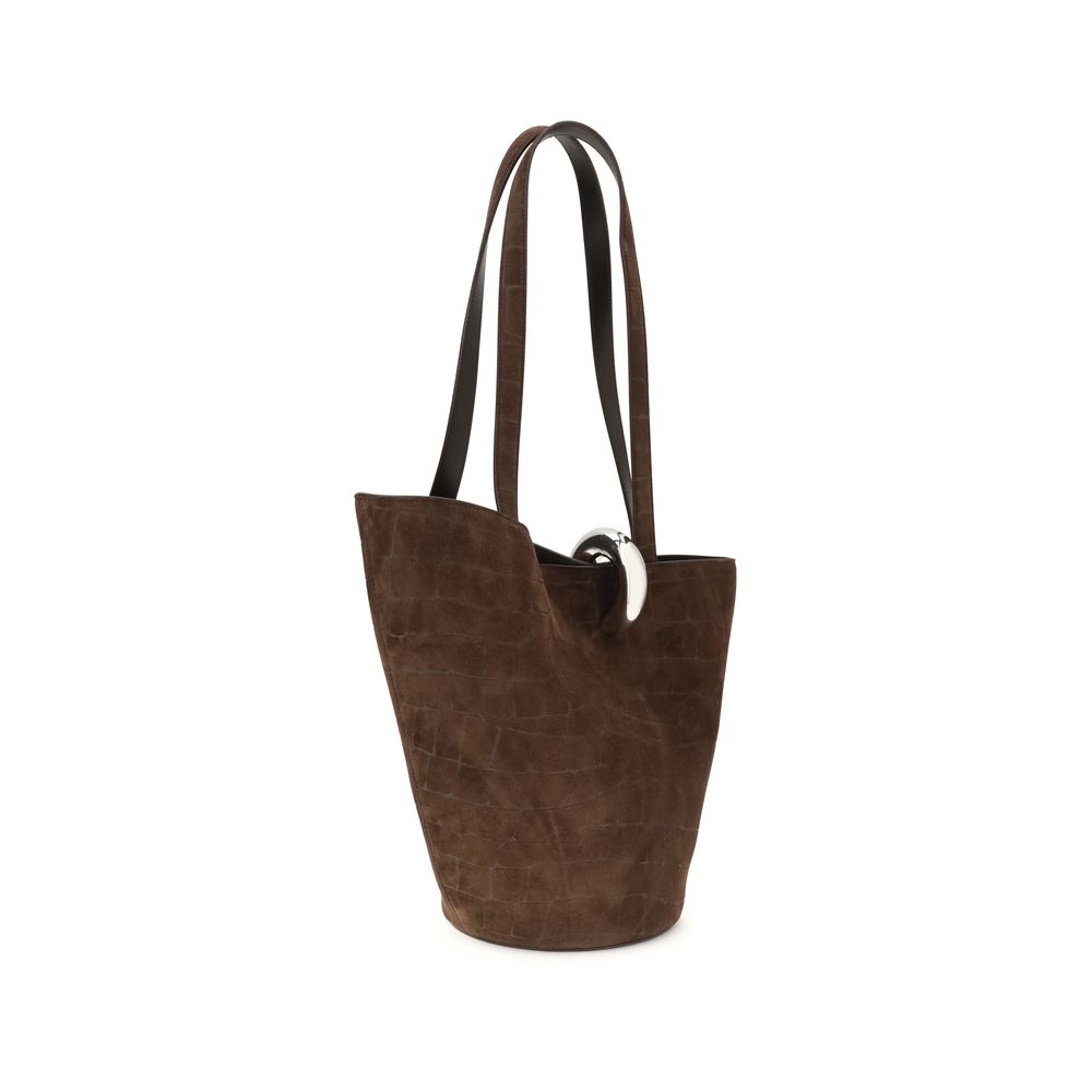 Jacquemus Brown Suede Asymmetric The Bambola Bucket Bag