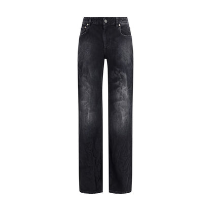 Balenciaga Black Wide-leg Cotton Jeans for Women