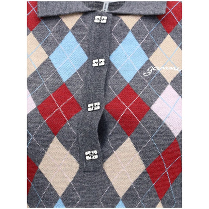 Ganni Rhombus Print Polo Sweater