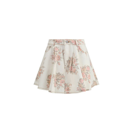 Ganni Floral Print Denim Miniskirt