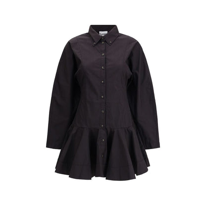 Ganni Black Mini Shirt Chemisier Dress