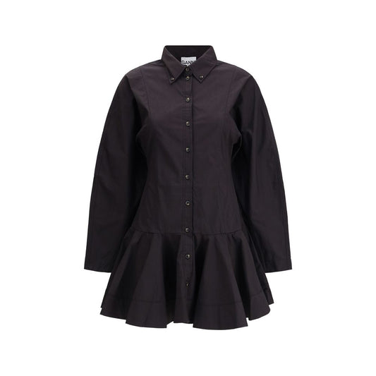 Ganni Black Mini Shirt Chemisier Dress
