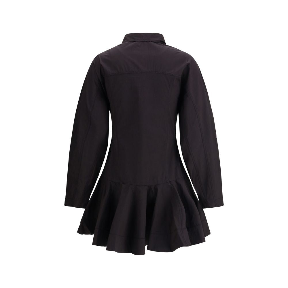 Ganni Black Mini Shirt Chemisier Dress