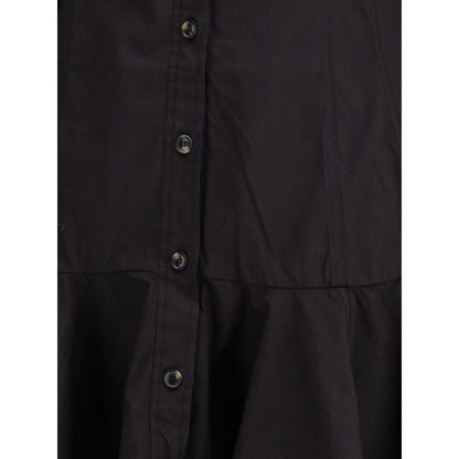 Ganni Black Mini Shirt Chemisier Dress