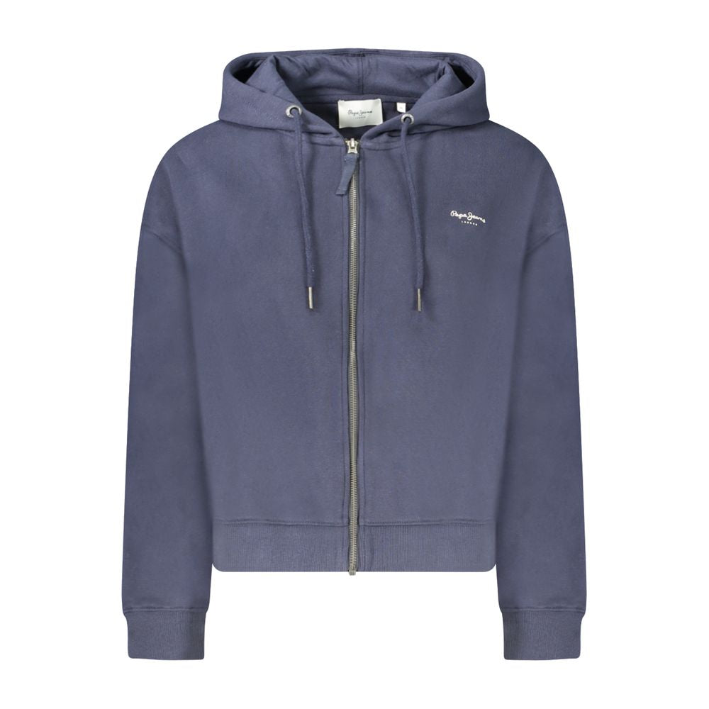 Pepe Jeans Blue Cotton Zip-Up Hoodie for Women