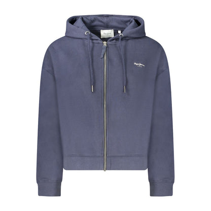Pepe Jeans Blue Cotton Zip-Up Hoodie for Women