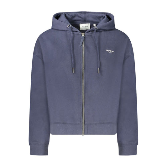 Pepe Jeans Blue Cotton Zip-Up Hoodie for Women