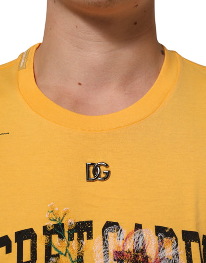 Dolce & Gabbana Yellow Secret Garden Floral Cotton Crew Neck T-shirt