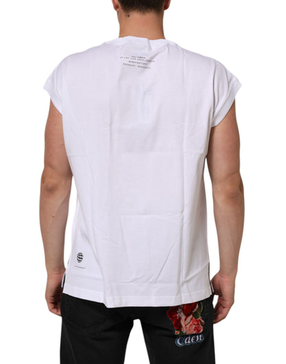 Dolce & Gabbana White Sleeveless Printed Tank T-shirt