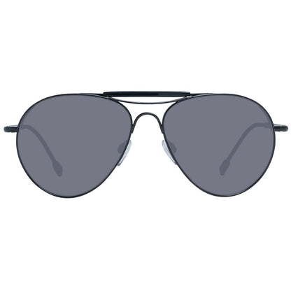 Ermenegildo Zegna Men’s Sunglasses – Black Aviator Frame, Grey Lenses