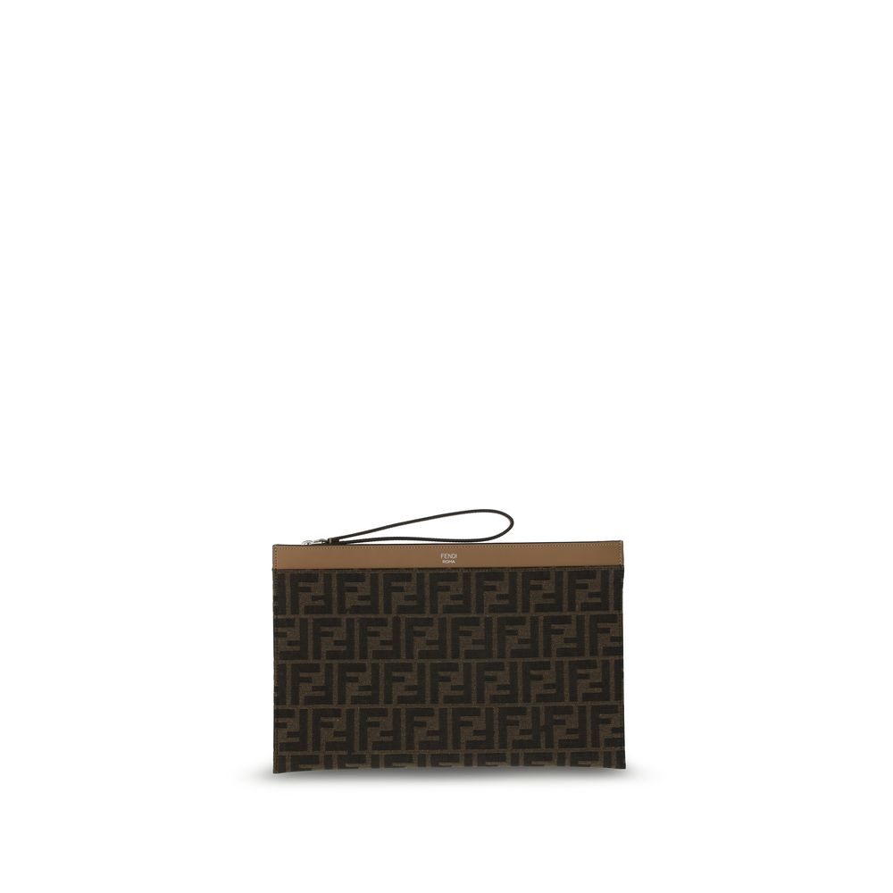 Fendi FF Brown Clutch Bag for Men