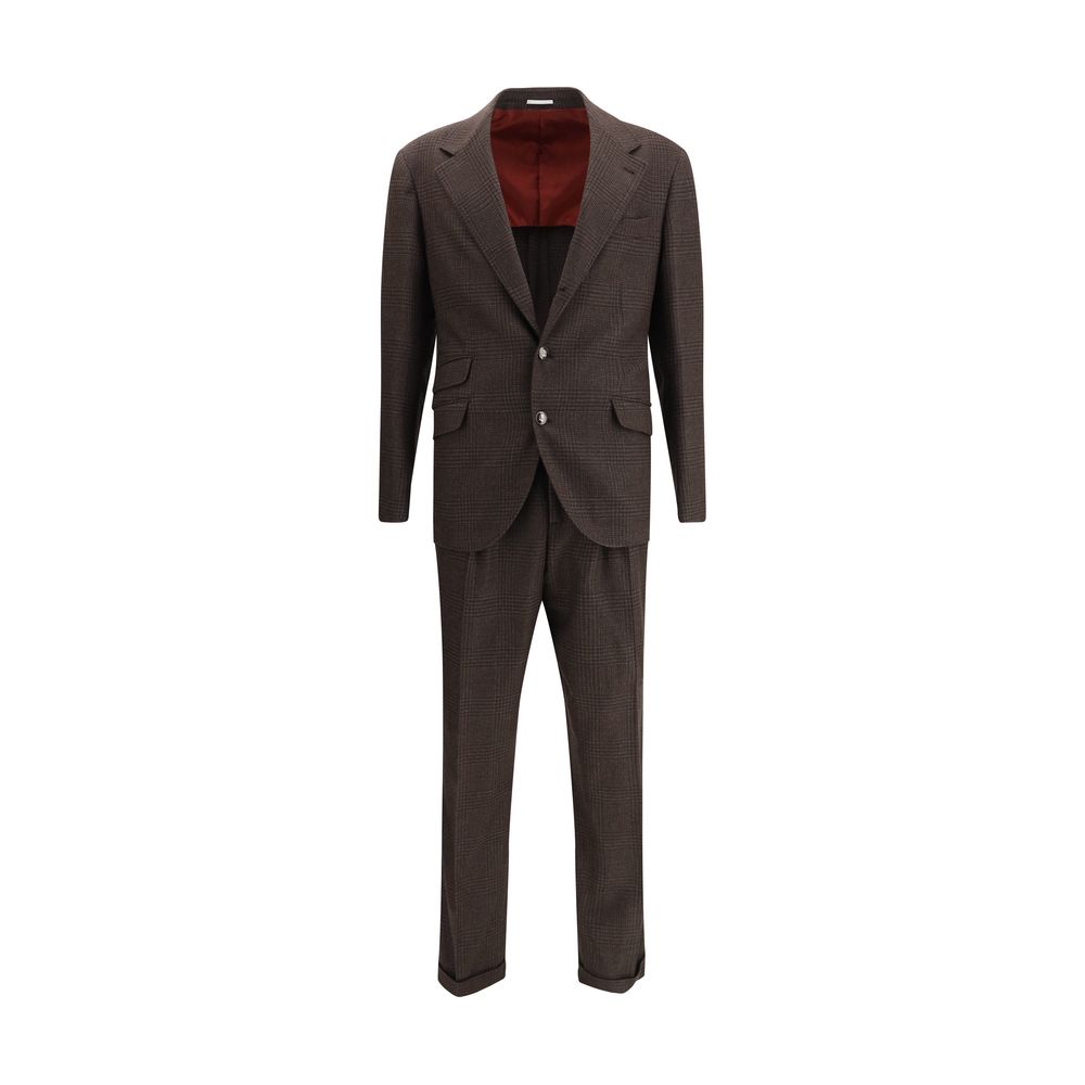 Brunello Cucinelli Brown Prince of Wales Men’s Suit