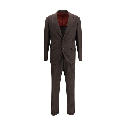 Brunello Cucinelli Brown Prince of Wales Men’s Suit