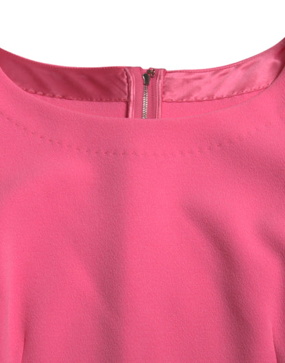 Dolce & Gabbana Pink Polyester Long Sleeves Sheath Midi Dress
