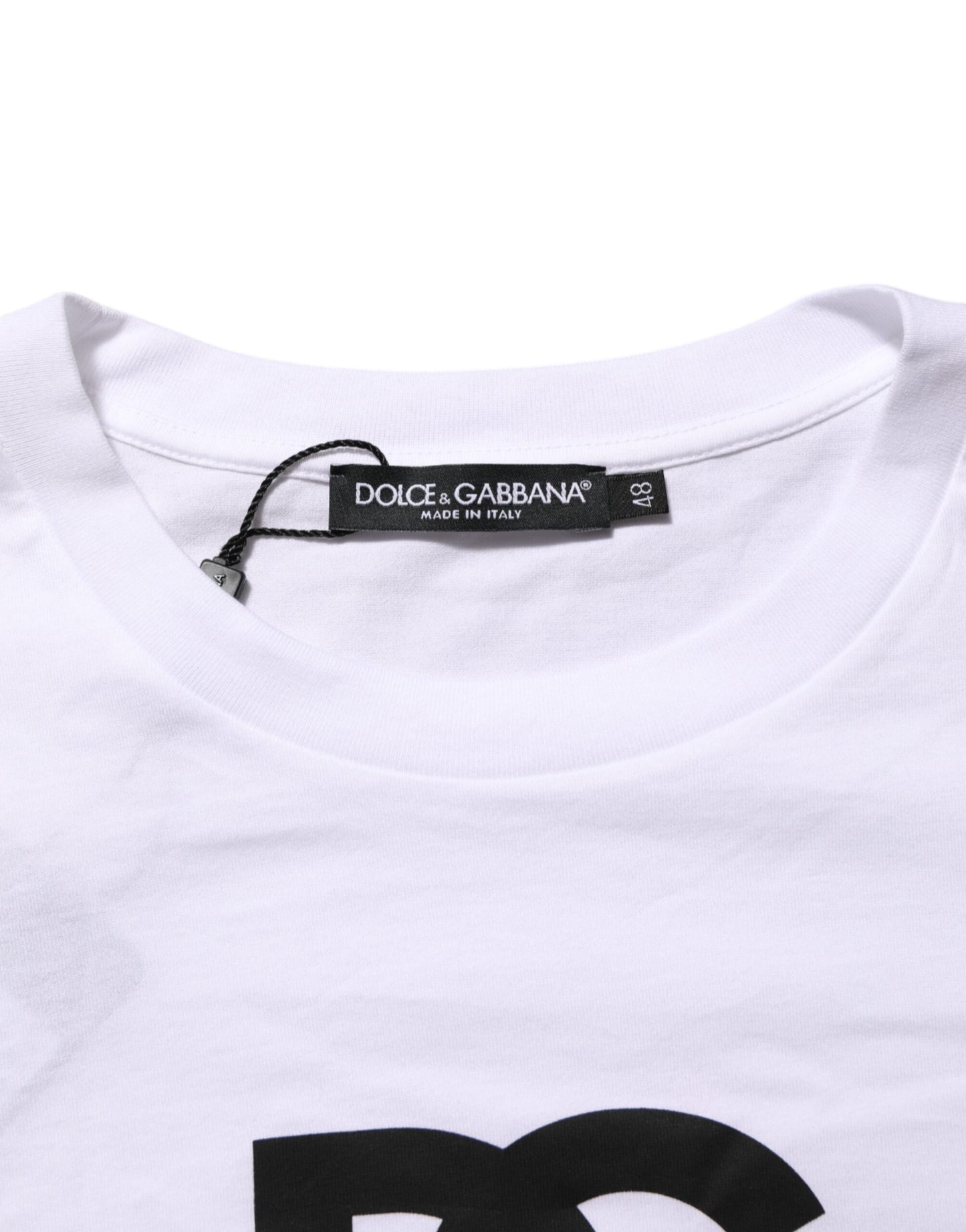 Dolce & Gabbana White Logo Print Cotton Crew Neck T-shirt