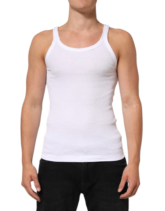 Dolce & Gabbana White Sleeveless Round Neck Tank Top