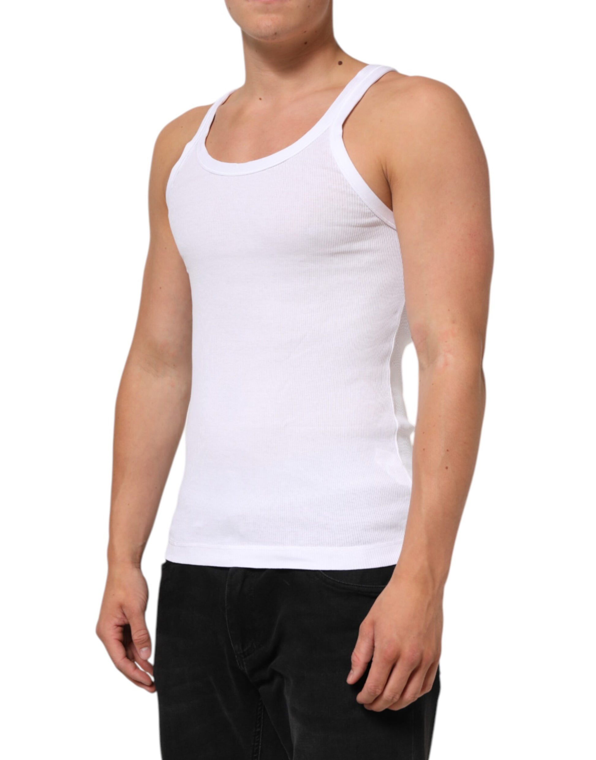 Dolce & Gabbana White Sleeveless Round Neck Tank Top