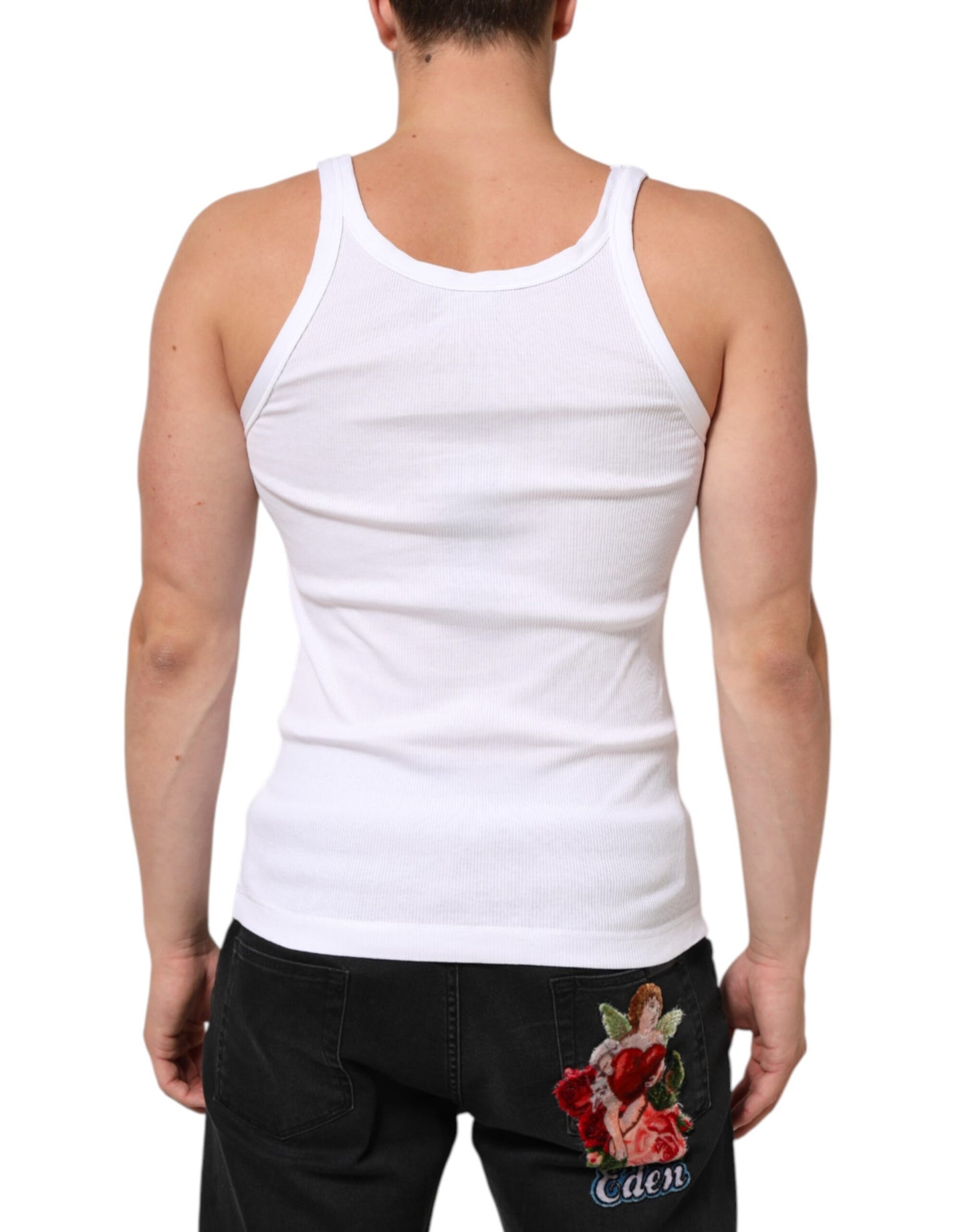Dolce & Gabbana White Sleeveless Round Neck Tank Top
