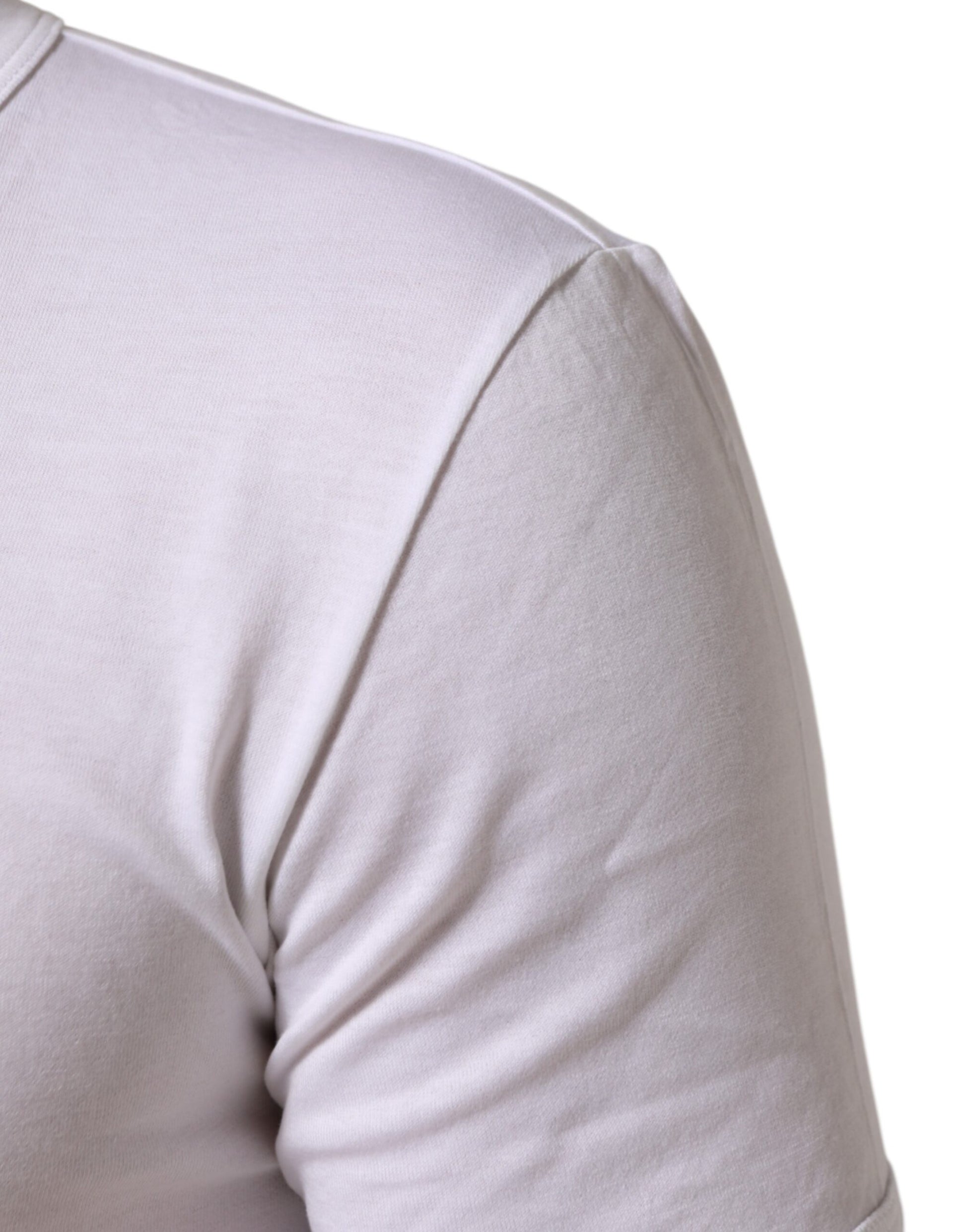 Dolce & Gabbana White Cotton V-Neck Short Sleeves T-Shirt