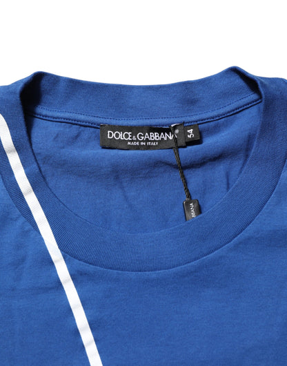 Dolce & Gabbana Blue Logo Print Cotton Crew Neck Men T-shirt