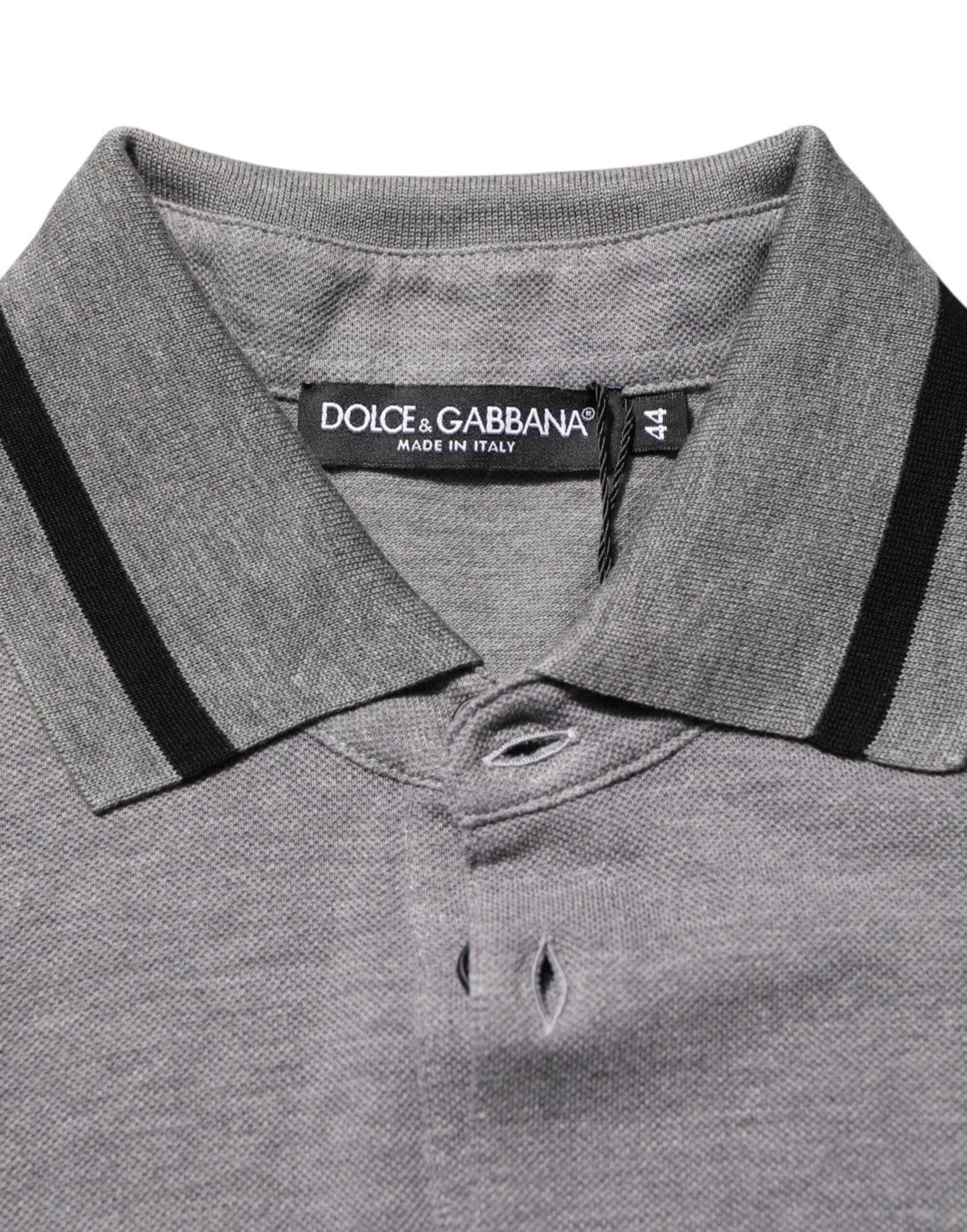 Dolce & Gabbana Gray Logo Embroidery Collared Polo T-shirt